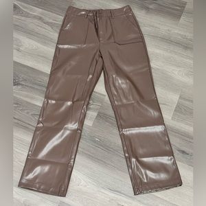 Kendall & Kylie Faux Leather High Waisted Straight Pants